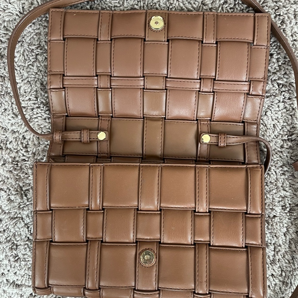 Michael Kors Chocolate Woven Crossbody Bag - Picture 4 of 6